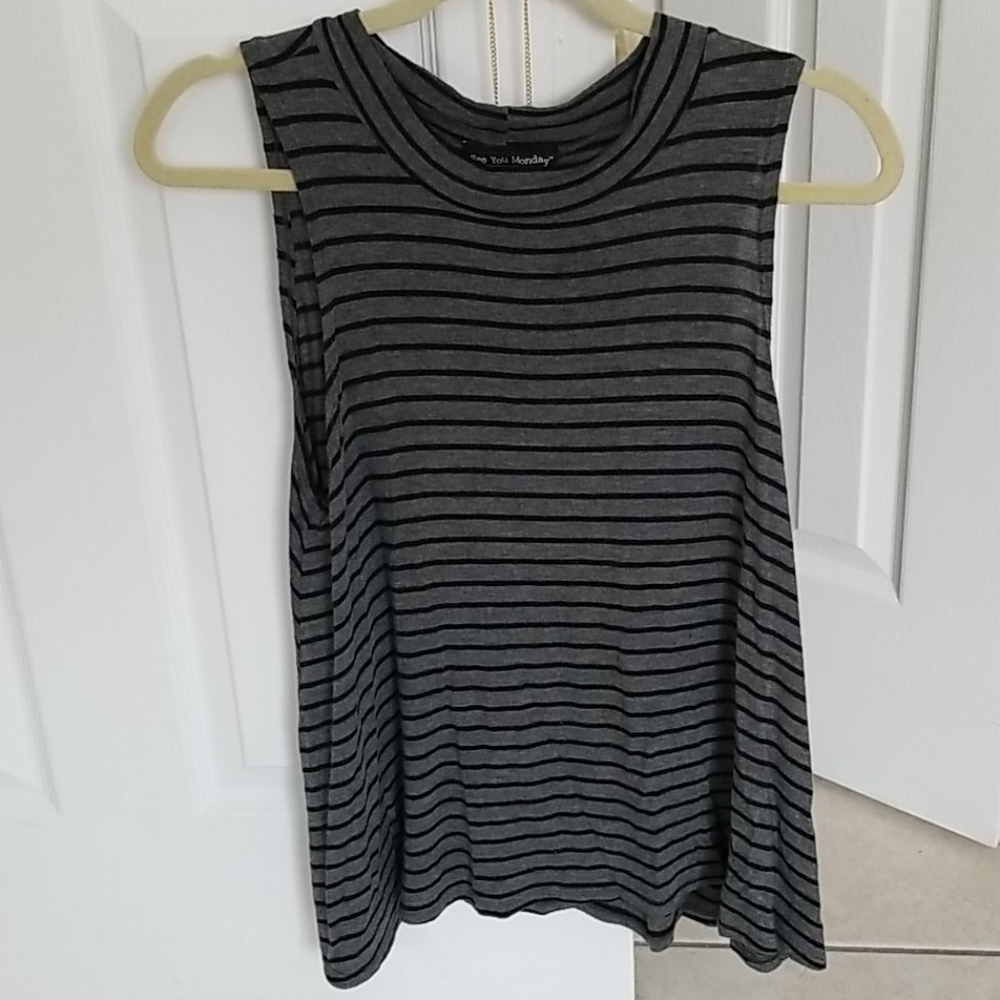Grey Black Striped Tank